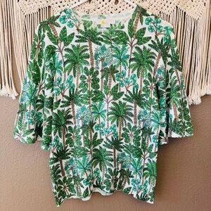 BODEN Cara Knitted palm print Flutter sleeve T-Shirt G